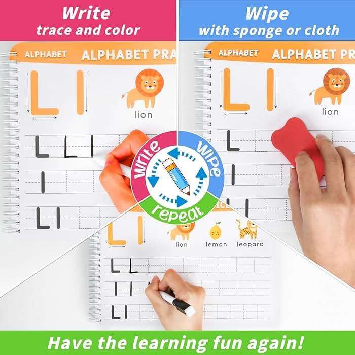 Preschool Learning Activities Educational Workbook: Preschool Handwriting Tracing Books | Autism Learning Materials | Alphabet Learning Toys | Pre k Workbooks | Montessori Busy Book for Kids Ages 3-5 - Image 5