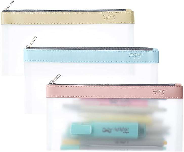 Mr. Pen- Clear Pencil Pouch, 8.50"x4.25", 3 Pack, Durable TPU Material, Medium Water-Resistant Pencil Bags with Smooth Zipper, Multipurpose Clear Pouch for Stationery, School, Office, Travel Supplies - Image 1