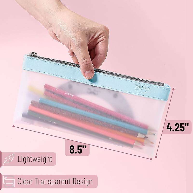 Mr. Pen- Clear Pencil Pouch, 8.50"x4.25", 3 Pack, Durable TPU Material, Medium Water-Resistant Pencil Bags with Smooth Zipper, Multipurpose Clear Pouch for Stationery, School, Office, Travel Supplies - Image 2