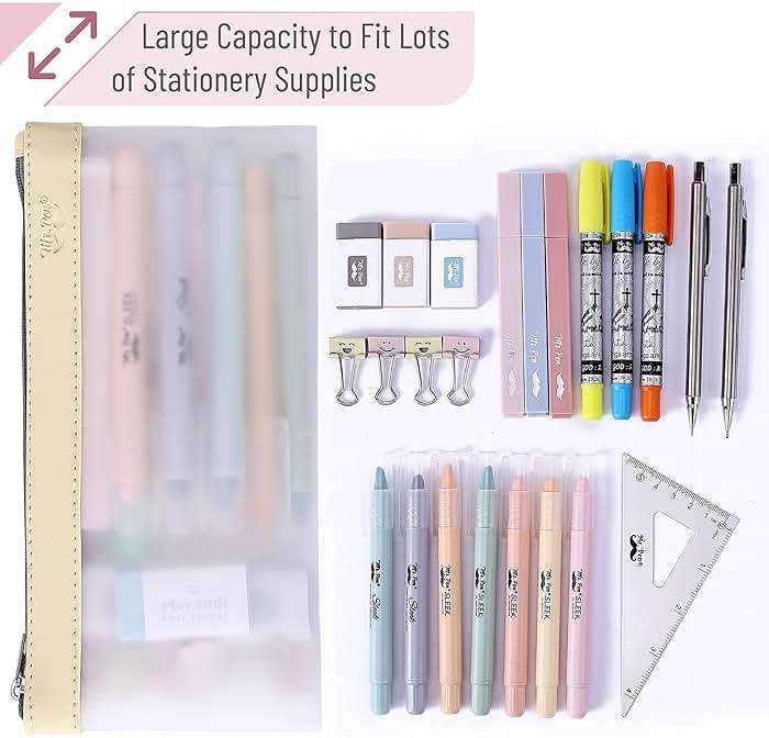 Mr. Pen- Clear Pencil Pouch, 8.50"x4.25", 3 Pack, Durable TPU Material, Medium Water-Resistant Pencil Bags with Smooth Zipper, Multipurpose Clear Pouch for Stationery, School, Office, Travel Supplies - Image 6