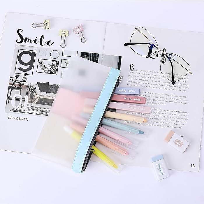 Mr. Pen- Clear Pencil Pouch, 8.50"x4.25", 3 Pack, Durable TPU Material, Medium Water-Resistant Pencil Bags with Smooth Zipper, Multipurpose Clear Pouch for Stationery, School, Office, Travel Supplies - Image 8