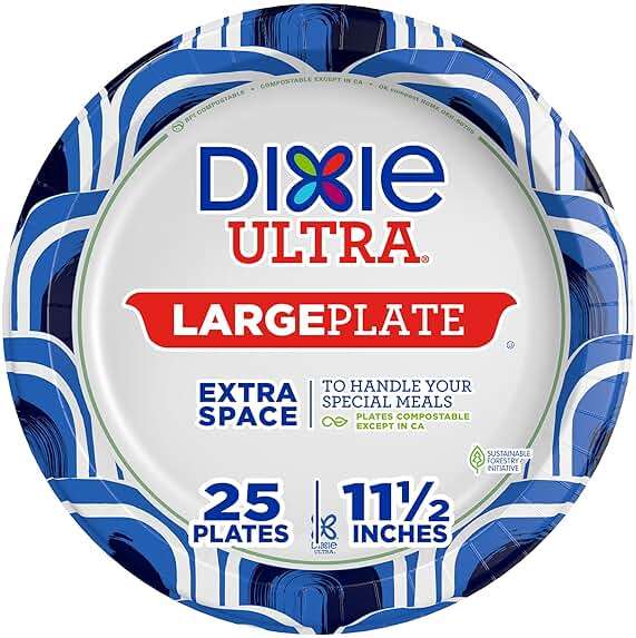 Dixie Ultra, Large Paper Plates, 11 Inch, 25 Count, 3X Stronger*, Heavy Duty, Microwave-Safe, Soak-Proof, Cut Resistant, Great for Heavy, Messy Meals - Image 1
