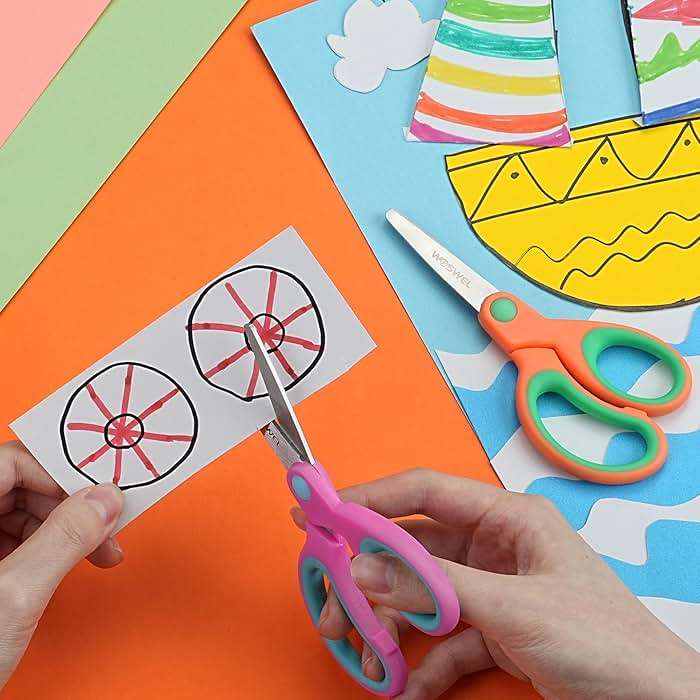 Kids Scissors Bulk, Woswel 36 Pack Safety Blunt Tip Student Scissors, 5 “ Student Scissors with Comfort Grip, Assorted Colors Children Craft Scissors for Cutting Paper Craft Art Supplies - Image 2