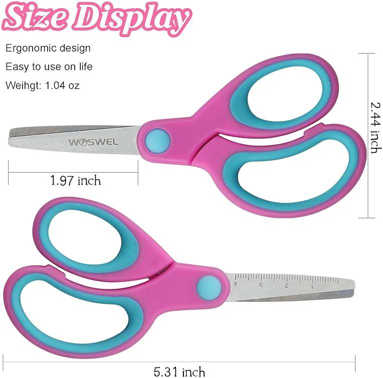Kids Scissors Bulk, Woswel 36 Pack Safety Blunt Tip Student Scissors, 5 “ Student Scissors with Comfort Grip, Assorted Colors Children Craft Scissors for Cutting Paper Craft Art Supplies - Image 3