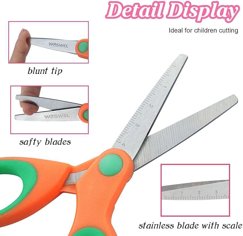 Kids Scissors Bulk, Woswel 36 Pack Safety Blunt Tip Student Scissors, 5 “ Student Scissors with Comfort Grip, Assorted Colors Children Craft Scissors for Cutting Paper Craft Art Supplies - Image 4