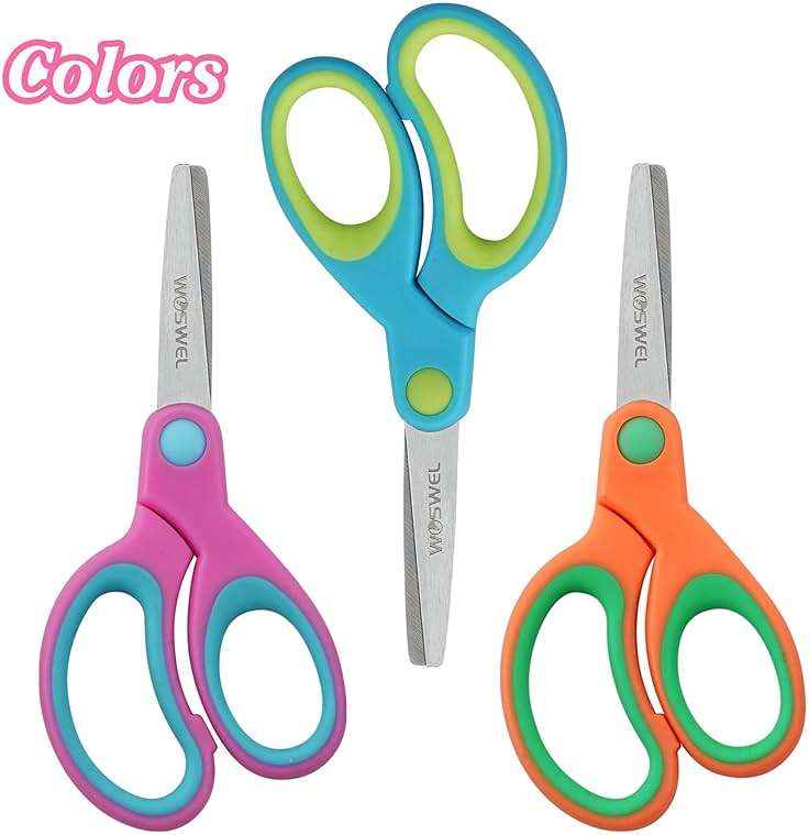 Kids Scissors Bulk, Woswel 36 Pack Safety Blunt Tip Student Scissors, 5 “ Student Scissors with Comfort Grip, Assorted Colors Children Craft Scissors for Cutting Paper Craft Art Supplies - Image 5