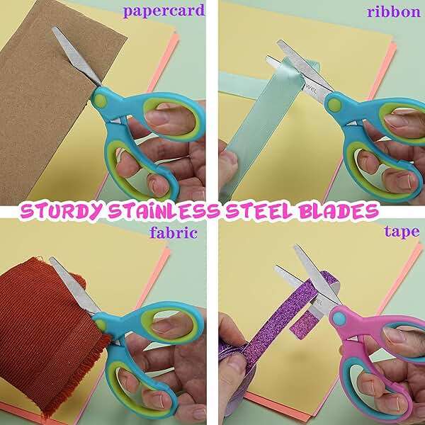 Kids Scissors Bulk, Woswel 36 Pack Safety Blunt Tip Student Scissors, 5 “ Student Scissors with Comfort Grip, Assorted Colors Children Craft Scissors for Cutting Paper Craft Art Supplies - Image 7