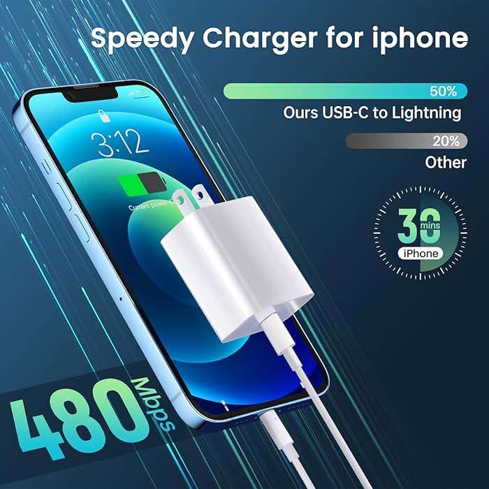 iPhone Charger Fast Charging【MFi Certified】 2Pack 20W PD USB C Wall Charger 6&10FT Cable Fasting Charging Adapter Compatible with iPhone 14Pro/13 Pro/12/12 Pro Max/11 Pro Max/XS Max/XS/XR/X/8 and More - Image 4