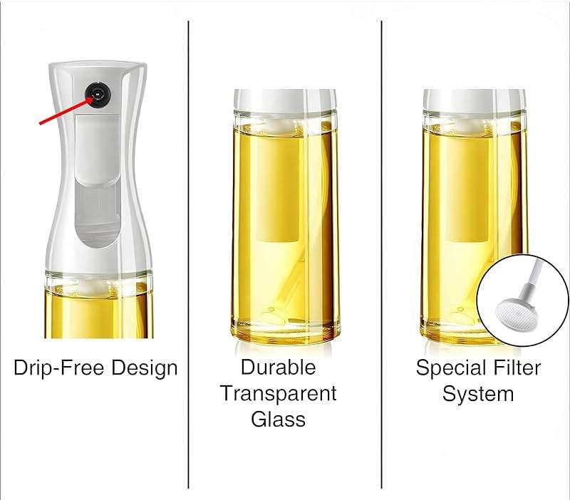 MyHome 101 Glass Oil Sprayer for Cooking, 6.7 fl.oz | Olive Oil Mister, Spray Bottle, Air Fryer Accessories, Refillable Dispenser - Image 4