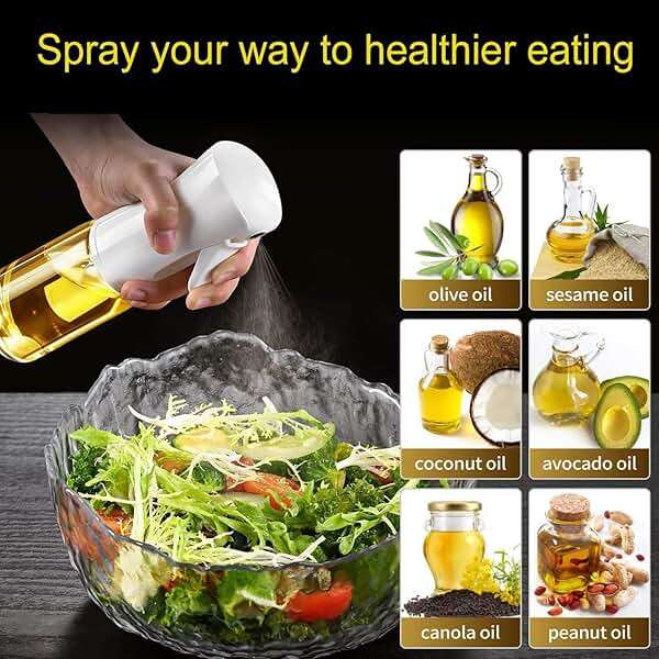 MyHome 101 Glass Oil Sprayer for Cooking, 6.7 fl.oz | Olive Oil Mister, Spray Bottle, Air Fryer Accessories, Refillable Dispenser - Image 6