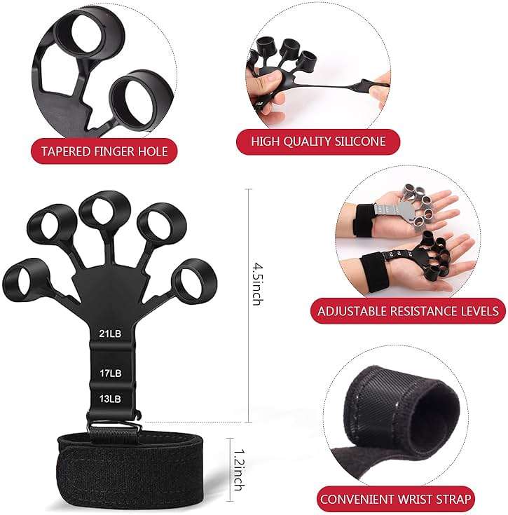 13 PCS Grip Strength Trainer Kit, Hand Gripper Strengthener, Forearm Strengthener, Finger Strengthener, Finger Exerciser, Stress Relief Ball, Forearm Workout Ring for Muscle Building and Injury Recover - Image 5