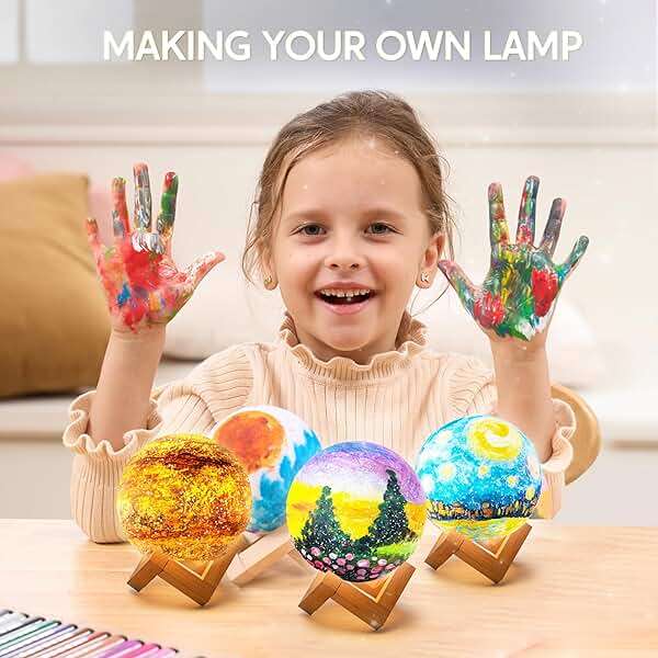 Klever Kits DIY 3D Moon Night Light, Paint Your Own Moon Lamp Kit Galaxy Lamp Arts and Crafts Kit, School Activities, Birthday Gifts for Kids Girls Boys - Image 6