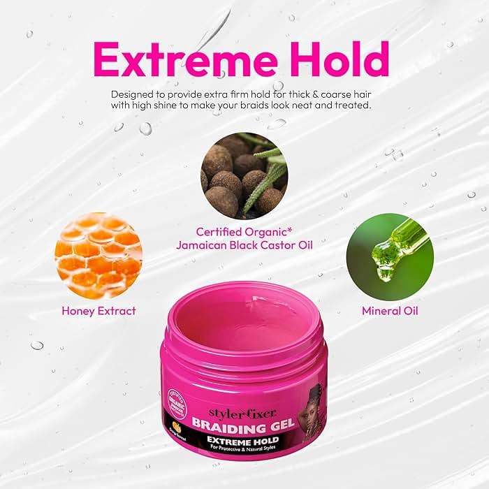 Red by Kiss Braiding Gel Extreme Hold Styler Fixer for Box Braids & Cornrows, Hydrating, Conditioning, Long-Lasting Frizz Control, 4C Moisturizing, Nourishing High Shine (1 fl. oz.) - Image 2