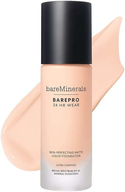 bareminerals Barepro 24HR Wear Matte Liquid Foundation Mineral SPF 20, Full Coverage Foundation Makeup for Mature Skin, Oil-Free, Vegan - Image 1
