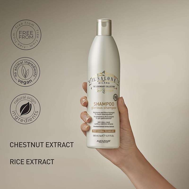 Il Salone Milano Glorious Moisturizing Shampoo for Dry Hair - Adds Shine and Softness to Dull Hair - Repairs and Protects - Professional Hydrating Shampoo - Made in Italy - Vegan (16.9 oz / 500ml) - Image 9