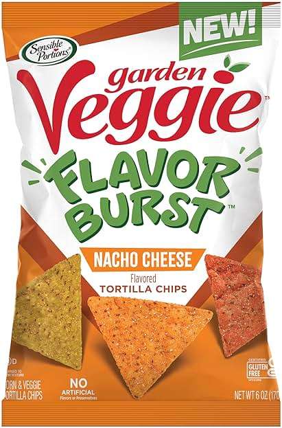 Sensible Portions Garden Veggie Flavor Burst Tortilla Chips, Nacho, 6 Oz - Image 1
