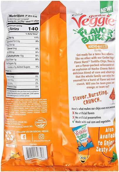 Sensible Portions Garden Veggie Flavor Burst Tortilla Chips, Nacho, 6 Oz - Image 2
