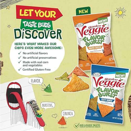 Sensible Portions Garden Veggie Flavor Burst Tortilla Chips, Nacho, 6 Oz - Image 7