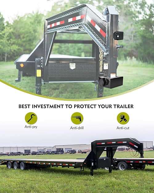 Aupar Patent-Designed Gooseneck Trailer Lock Kit Fit for Most 7-Inch Bottom Plate Couplers, Heavy Duty Trailer Lock Fit Square & Round Trailer Tube - Black - Image 5
