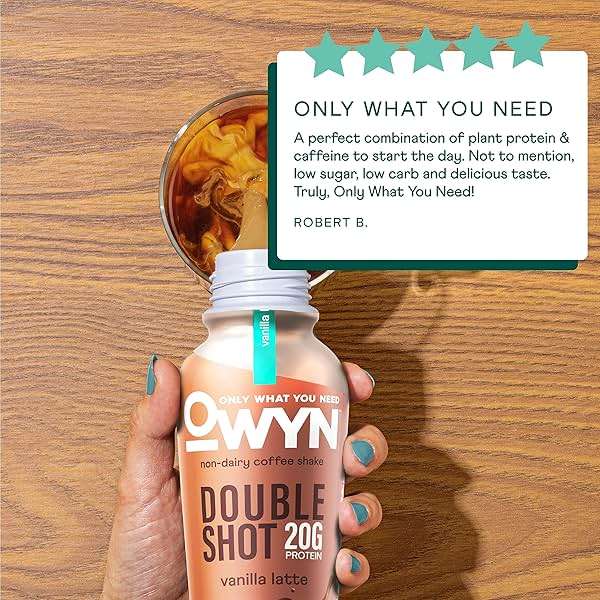 OWYN Only What You Need Double Shot Mocha Latte, Vanilla Latte and Caramel Macchiato Flavored Protein Shake, 20g Protein, 0g Sugar, 3g Fiber, 180mg Caffeine, Dairy Free, Plant Based Protein, 12 CT - Image 3