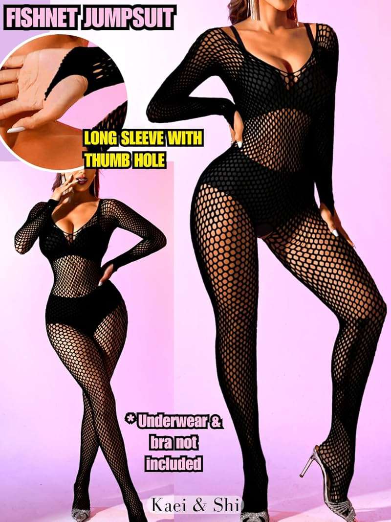 Kaei&Shi Fishnet Bodysuit, Rave Outfits, Backless Bodystocking - Image 2