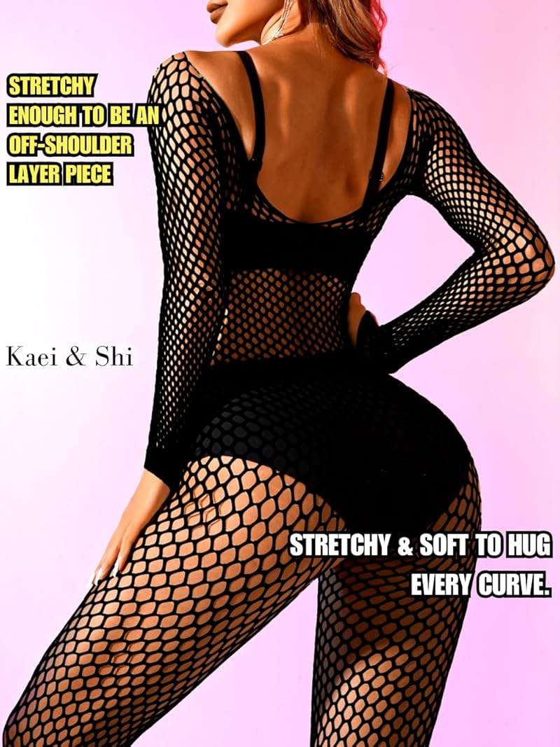 Kaei&Shi Fishnet Bodysuit, Rave Outfits, Backless Bodystocking - Image 3