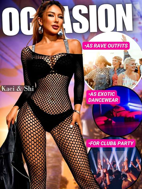 Kaei&Shi Fishnet Bodysuit, Rave Outfits, Backless Bodystocking - Image 5