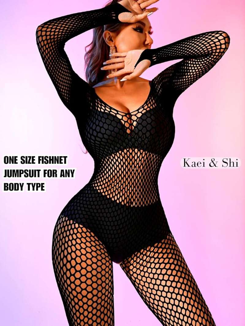 Kaei&Shi Fishnet Bodysuit, Rave Outfits, Backless Bodystocking - Image 6