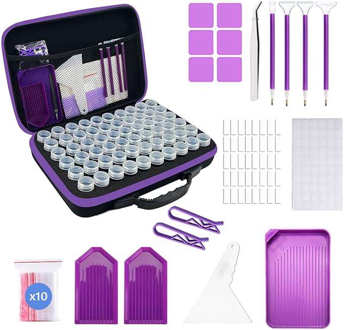 LIRUNQIU Diamond Painting Storage Containers, 60 Slots Diamond Art Accessories and Tools Kits Storage Box(Black) - Image 8