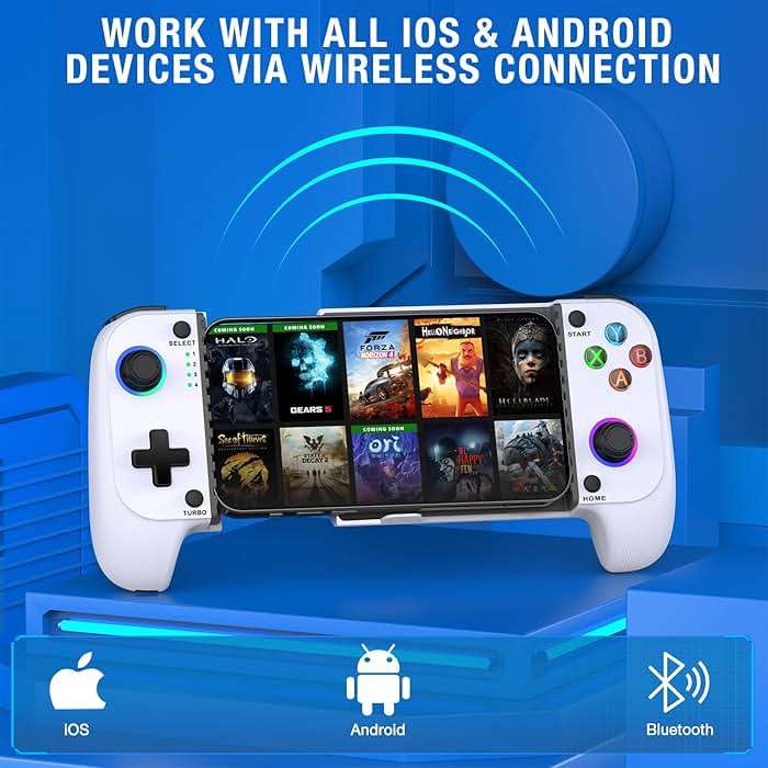 Wireless Mobile Gaming Controller for iPhone/Android, Phone Game Controller Support Phone Case, Colorful Light Hall Joystick, Turbo, Mobile Gaming Gamepad - Image 5