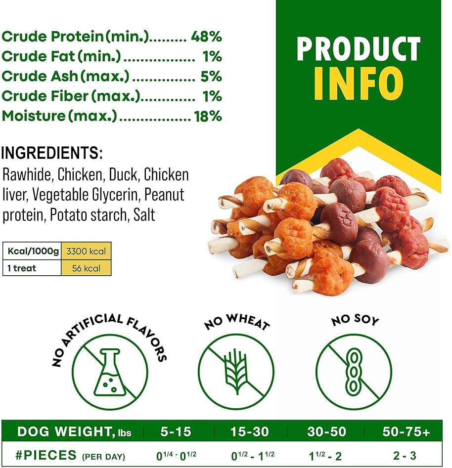 Beloved Pets Dog Treats Rawhide Kabobs with Duck & Chicken Human Grade Meat 10.6 Oz - All Natural & Dried Snacks - Grain Free Long Lasting Chews for Large & Small Dogs - Best Sticks for Training - Image 6