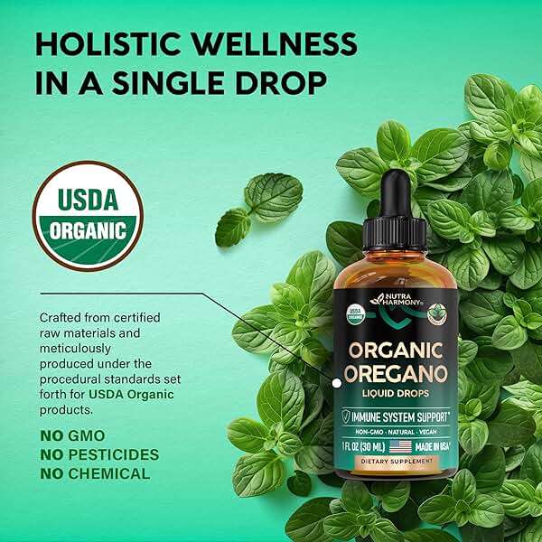 USDA Organic Oil of Oregano - Liquid Drops with Vitamin E - Supplement for Immune Support, Digestion Health & Antioxidant - GMO Free, Vegan & Natural - As Pills, Capsules, Softgels - 1 fl oz - Image 3