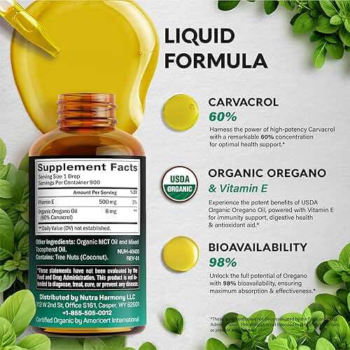 USDA Organic Oil of Oregano - Liquid Drops with Vitamin E - Supplement for Immune Support, Digestion Health & Antioxidant - GMO Free, Vegan & Natural - As Pills, Capsules, Softgels - 1 fl oz - Image 4
