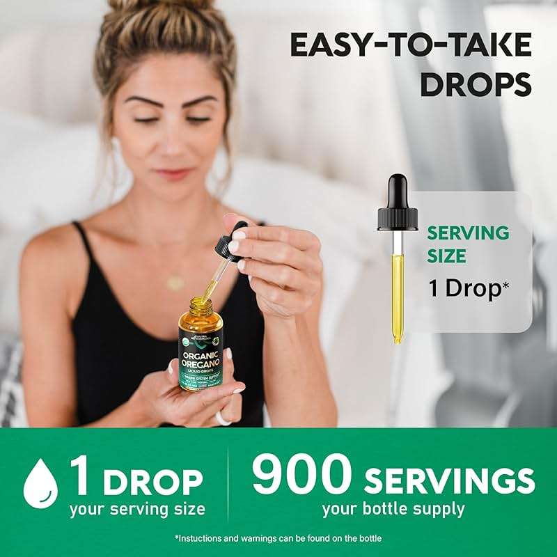 USDA Organic Oil of Oregano - Liquid Drops with Vitamin E - Supplement for Immune Support, Digestion Health & Antioxidant - GMO Free, Vegan & Natural - As Pills, Capsules, Softgels - 1 fl oz - Image 5