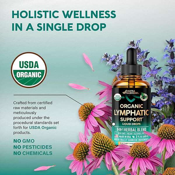 USDA Organic Lymphatic Drainage Supplement - Echinacea | Elderberry | Dandelion | Rosehip | Cleavers | Calendula | Burdock - Lab Tested - Lymph System Drops - Immune Support, Cleanse & Detox, 2 fl oz - Image 3