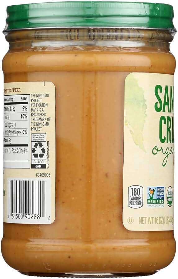 Santa Cruz - Organic Creamy Dark Roasted Peanut Butter - 3 Pack (16 oz per jar) - Plus GTF Sticker & Chocolate Starlight Mint - Image 3