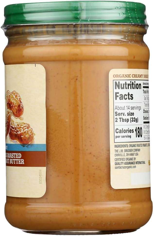 Santa Cruz - Organic Creamy Dark Roasted Peanut Butter - 3 Pack (16 oz per jar) - Plus GTF Sticker & Chocolate Starlight Mint - Image 4