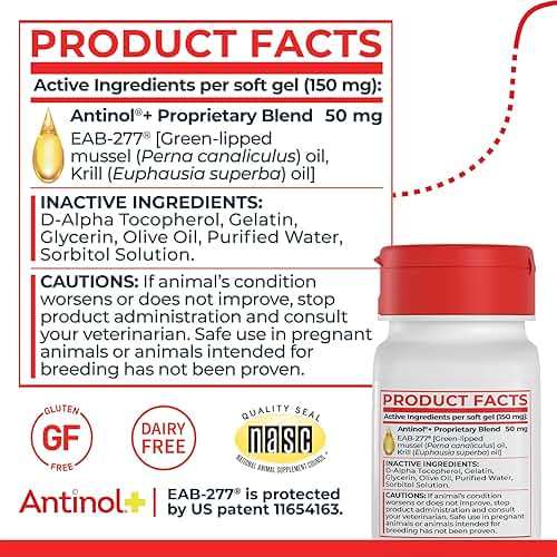 Antinol Plus, Mobility, Hip, and Joint Supplement for Dogs, Green-Lipped Mussels and Krill Oil - Dog Joint Supplement, Better and Faster Than Glucosamine and Chondroitin, 120 Soft Gels - Image 6