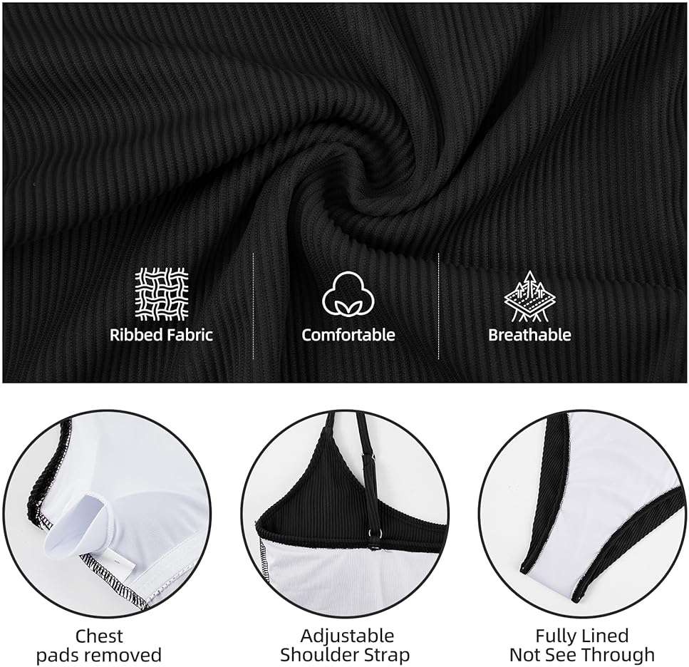 Zando One Piece Swimsuit Women Sexy Ribbed Swim Suits for Women 2025 Bathing Suit Open Back Swimsuits Slimming Women Swimwear - Image 3