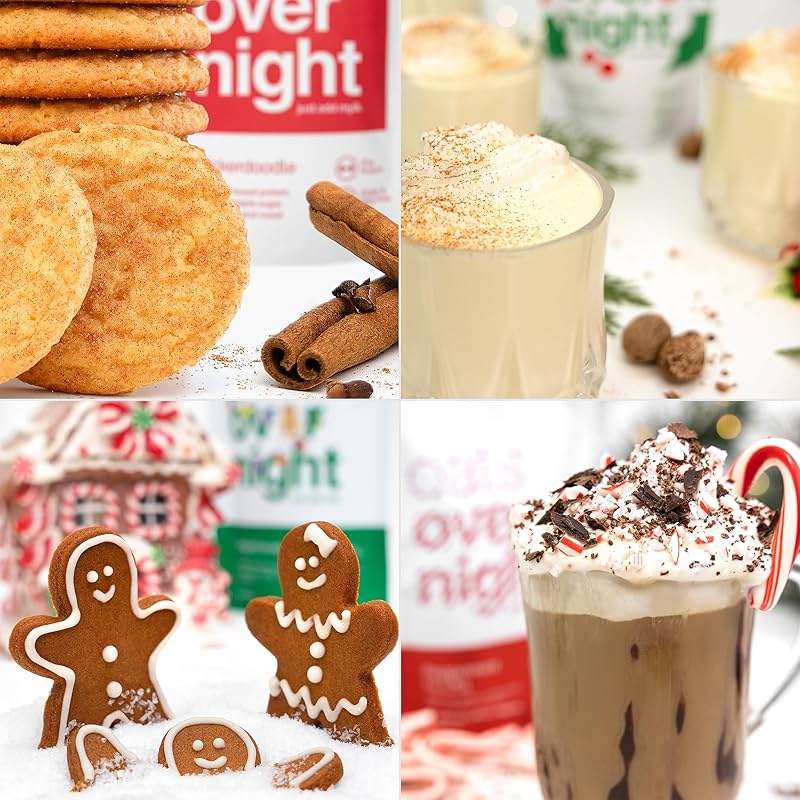 Oats Overnight - Holiday Variety Pack 20g Protein, 5g Fiber Breakfast Shake - Gluten Free, Non GMO Oatmeal Snickerdoodle, Gingerbread, & More (8 Pack + Shaker Bottle) - Image 5