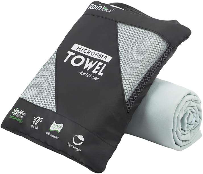 Rainleaf Microfiber Towel Perfect Travel & Gym & Camping Towel. Quick Dry - Super Absorbent - Ultra Compact - Lightweight. Suitable for Trip, Beach, Shower, Backpacking, Pool - Image 1