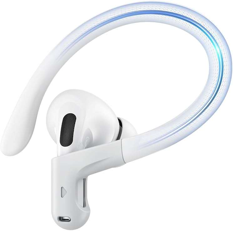 Gcioii Memory Titanium Alloy Ear Hooks for AirPods Pro 3, AirPods Pro 2, AirPods Pro & AirPods 3, Anti-Slip Sport Accessories [Added Anti-Lost Lanyard] Comfortable Secure Fit, White - Image 1