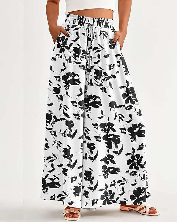 BTFBM Wide Leg Palazzo Pants for Women 2026 Summer Spring Casual High Waisted Flowy Trousers Boho Beach Vacation Outfits - Image 2