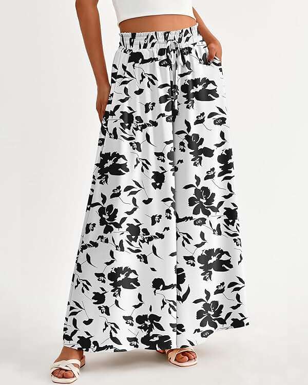 BTFBM Wide Leg Palazzo Pants for Women 2026 Summer Spring Casual High Waisted Flowy Trousers Boho Beach Vacation Outfits - Image 3