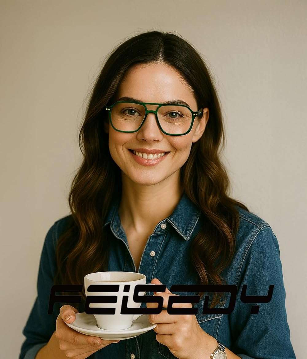 FEISEDY Retro Aviator Reading Glasses Square Readers with Spring Hinge Blue Light Reading Glass for Women Men B0068 - Image 3