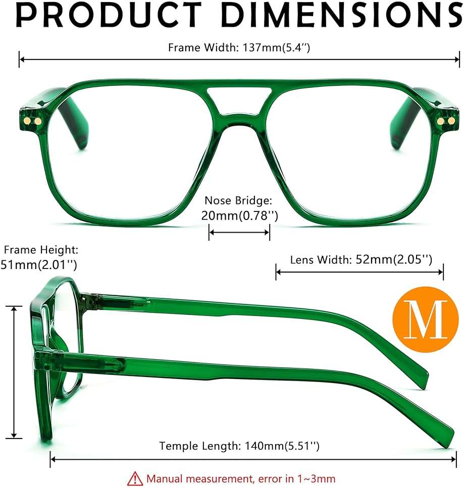 FEISEDY Retro Aviator Reading Glasses Square Readers with Spring Hinge Blue Light Reading Glass for Women Men B0068 - Image 8