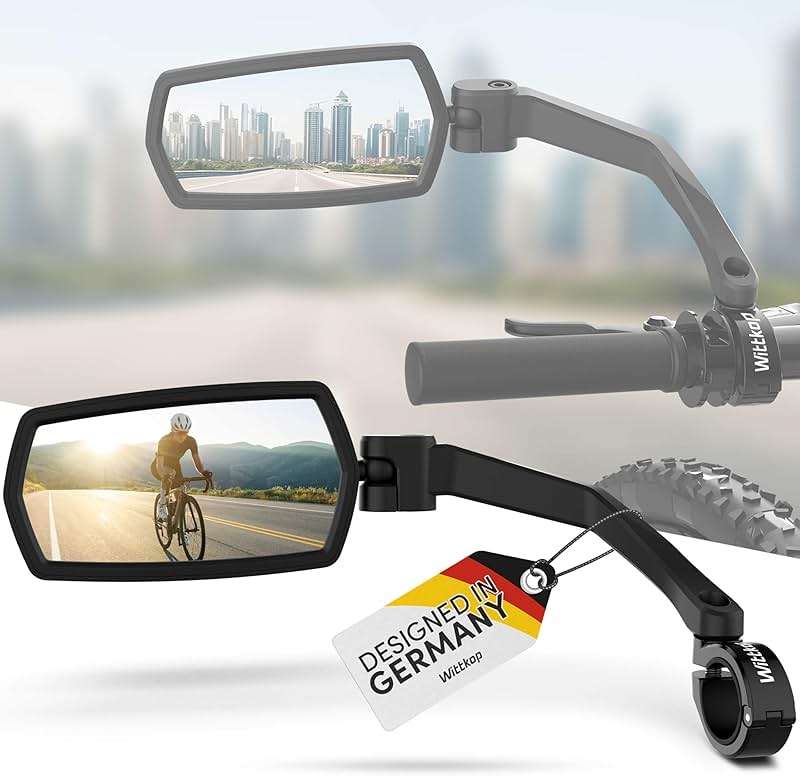WITTKOP Bike mirror | Large HD field of vision | 360° rotatable & foldable | Mounting above & below | Break-proof & durable | ebike accessories, bike mirror handlebar mount, bicycle mirrors - Image 8