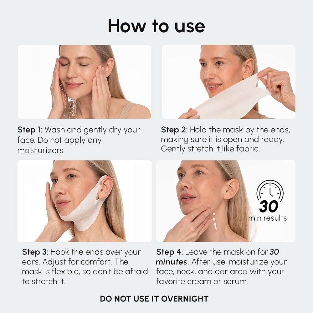 MAREE V Line Lifting Mask with 24K Gold – Deep Collagen Face Mask for Women – Jawline Shaper Mask with Retinol & Hyaluronic Acid – Neck Tightening & Firming - Double Chin Strap for Face Lift - Image 10