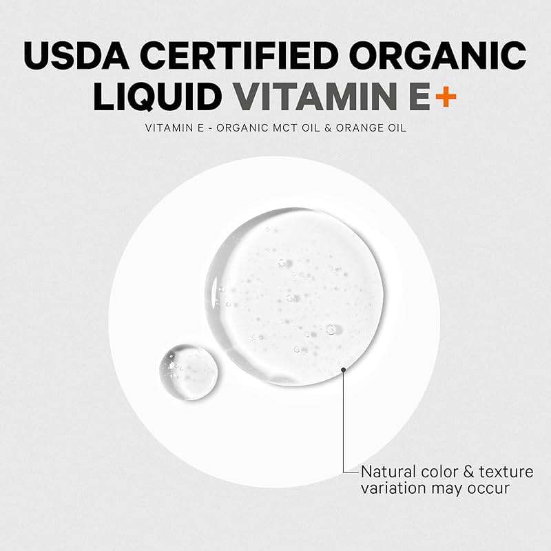 Codeage Liquid Vitamin E+ - USDA-Certified Organic Vitamin E - 2-Month Supply - D-Alpha Tocopherol Acetate, Organic MCT Oil, Orange Fruit Oil, Unflavored, Non-GMO, Vegan, Gluten-Free, 2 fl oz - Image 9