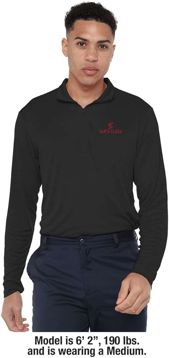Official NCAA Collegiate Men's Active Sport Quarter Zip Pullover, Left Chest Logo Charcoal Collection - Image 3